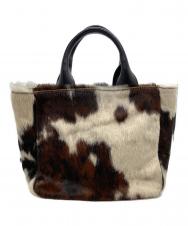 TREASURE TOPKAPI (トレジャートプカピ) ハラコハンドバッグ ブラウン×ホワイト