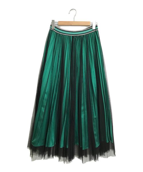 AULA AILA（アウラアイラ）AULA AILA (アウラアイラ) レイヤードプリーツスカート グリーン×ブラック サイズ:-の古着・服飾アイテム