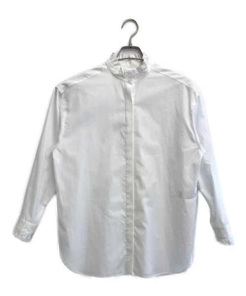 UNITED ARROWS（ユナイテッドアローズ）UNITED ARROWS (ユナイテッドアローズ) スタンドカラーフリルブラウス ホワイト サイズ:36の古着・服飾アイテム