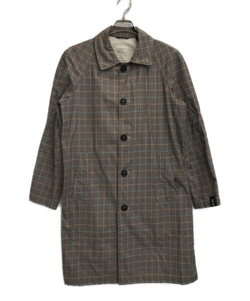 PALTO（パルト）PALTO (パルト) チェックステンカラーコート ブラウン×ブラック サイズ:44の古着・服飾アイテム