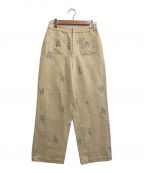 ne quittez pasヌキテパ）の古着「Cotton Linen Twill Embroidery Pants」｜イエロー