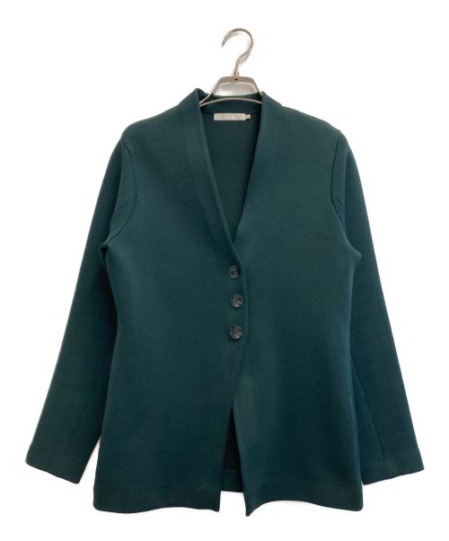 icB（アイシービー）icB (アイシービー) ノーカラージャケット グリーン サイズ:Sの古着・服飾アイテム