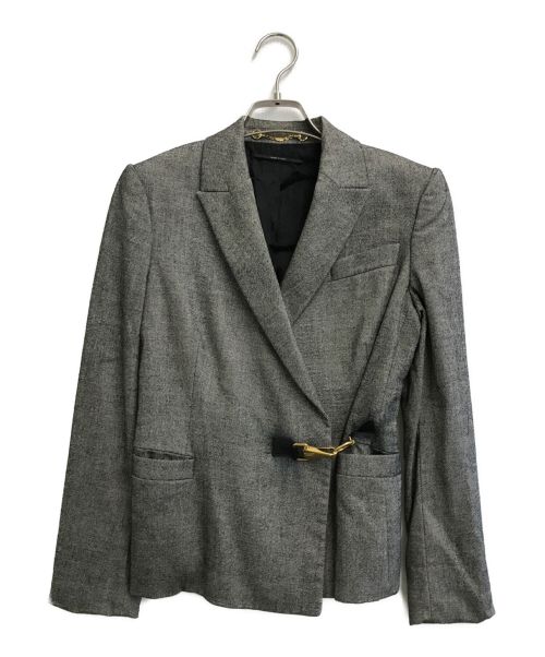 GUCCI（グッチ）GUCCI (グッチ) シルク混ビットテーラードジャケット グレー サイズ:36の古着・服飾アイテム