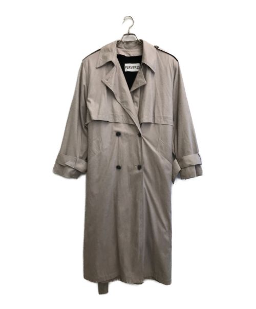 PERVERZE（パーバーズ）PERVERZE (パーバーズ) Large Double Brest Coat ライトグレー サイズ:Fの古着・服飾アイテム