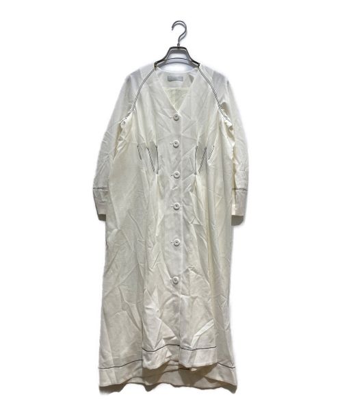 CELFORD（セルフォード）CELFORD (セルフォード) ノーカラーシャツワンピース ホワイト サイズ:Fの古着・服飾アイテム