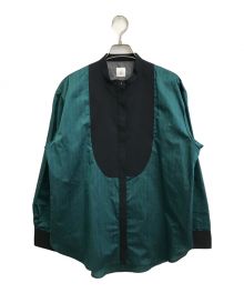 6(ROKU) BEAUTY&YOUTH（ロク ビューティーアンドユース）の古着「シルクポリ切替シャツ」｜グリーン×ブラック