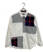 BLACK LABEL CRESTBRIDGEブラックレーベル クレストブリッジ）の古着「パッチワークシャツ」｜ホワイト