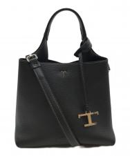 TOD'S (トッズ) Tタイムレス 2WAYレザーバッグ ブラック