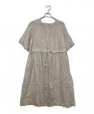 nest Robe (ネストローブ) リネンレースギャザーハーフスリーブドレス ベージュ サイズ:SIZE Free