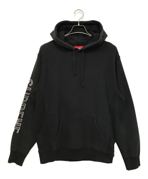 SUPREME（シュプリーム）SUPREME (シュプリーム) Sleeve Embroidery Hooded Sweatshirt（プルオーバーパーカー） ブラック サイズ:Mの古着・服飾アイテム