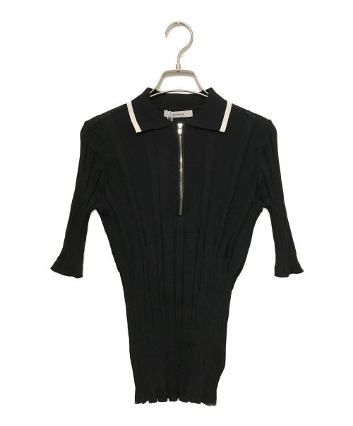 CINOH（チノ）CINOH (チノ) ニットポロシャツ ブラック サイズ:38の古着・服飾アイテム