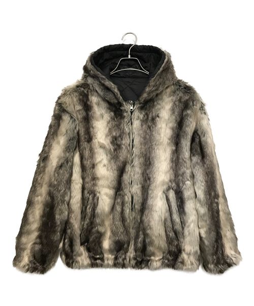 SUPREME（シュプリーム）SUPREME (シュプリーム) Faux Fur Reversible Hooded Jacket（ファージャケット） ブラック×ベージュ サイズ:Sの古着・服飾アイテム