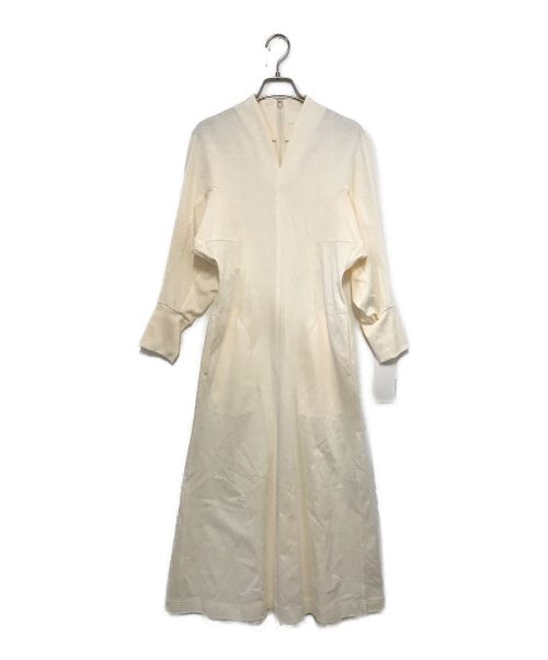 Mame Kurogouchi（マメクロゴウチ）Mame Kurogouchi (マメクロゴウチ) V-Neck Classic Cotton Dress アイボリー サイズ:1の古着・服飾アイテム
