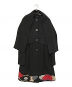 EMPORIO ARMANI）の古着「ストール付刺繍デザインノーカラーコート」｜ブラック