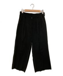 Yohji Yamamoto FEMME（ヨウジヤマモトファム）の古着「リネン混ウール切替パンツ」｜ブラック