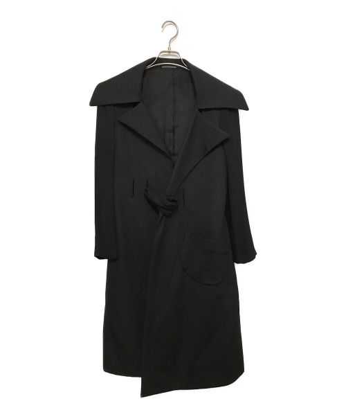 Yohji Yamamoto FEMME（ヨウジヤマモトファム）Yohji Yamamoto FEMME (ヨウジヤマモトファム) シルクスリーブ切替コート ブラック サイズ:1の古着・服飾アイテム