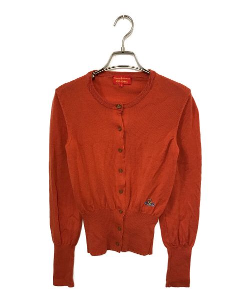 Vivienne Westwood RED LABEL（ヴィヴィアンウエストウッドレッドレーベル）Vivienne Westwood RED LABEL (ヴィヴィアンウェストウッド レッドレーベル) オーブ刺繍ニットカーディガン オレンジ サイズ:Sの古着・服飾アイテム
