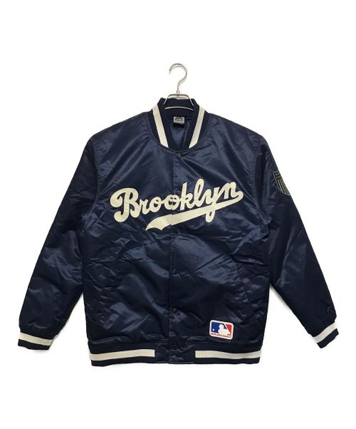Majestic（マジェスティック）Majestic (マジェスティック) MLB (エムエルビー) Brooklyn Dodgers スタジャン ネイビー サイズ:XLの古着・服飾アイテム