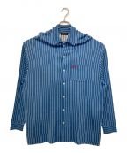 BALENCIAGA）の古着「オーバーサイズ ストライプニットシャツ」｜ブルー