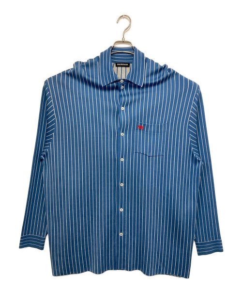 BALENCIAGA（バレンシアガ）BALENCIAGA (バレンシアガ) オーバーサイズ ストライプニットシャツ ブルー サイズ:XSの古着・服飾アイテム