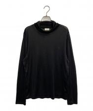 Saint Laurent Paris (サンローランパリ) YSLロゴ刺繍ハイネックシルクカットソー ブラック サイズ:XL