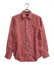 POLO RALPH LAUREN (ポロ・ラルフローレン) リネンストライプシャツ レッド×ホワイト サイズ:S