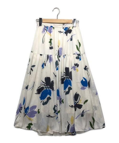 UNITED ARROWS（ユナイテッドアローズ）UNITED ARROWS (ユナイテッドアローズ) サテンプリントスカート ホワイト サイズ:36の古着・服飾アイテム