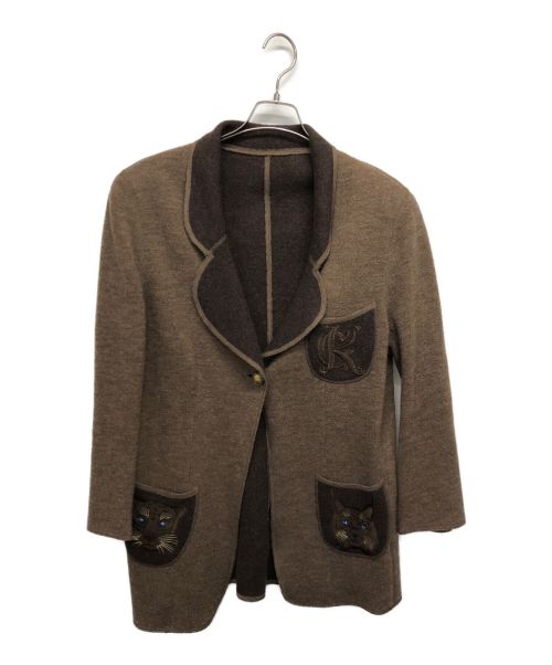 伊太利屋（イタリヤ）伊太利屋 (イタリヤ) 刺繍ウールジャケット ブラウン サイズ:11の古着・服飾アイテム