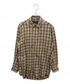 Yves Saint Laurentイヴサンローラン）の古着「ロゴ刺繍チェックシャツ」｜ブラウン