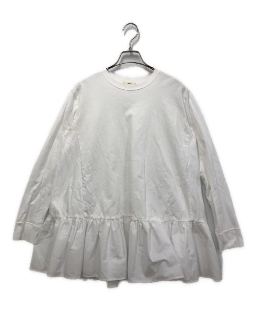YORI（ヨリ）YORI (ヨリ) ワイドヘムギャザーカットソー ホワイト サイズ:Fの古着・服飾アイテム