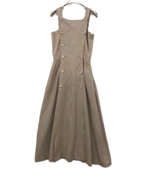 Ameri（アメリ）AMERI (アメリ) BUTTON MOTIF APRON DRESS(ボタンモチーフエプロンドレス) ベージュ サイズ:Mの古着・服飾アイテム