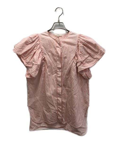 YORI（ヨリ）YORI (ヨリ) ギンガムバルーンスリーブブラウス ピンク サイズ:36の古着・服飾アイテム