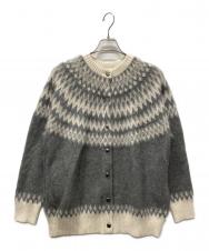 UNITED ARROWS TOKYO (ユナイテッドアローズトウキョウ) フォックス カシミヤ ジャカード ニットブルゾン グレー×アイボリー サイズ:表記無し