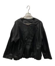 BEARDSLEY (ビアズリー) ラムレザーノーカラージャケット ブラック サイズ:1