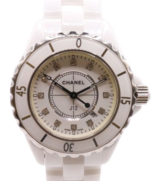 CHANEL（シャネル）CHANEL (シャネル) J12 12Pダイヤモンドデイト ホワイト サイズ:33mmの古着・服飾アイテム