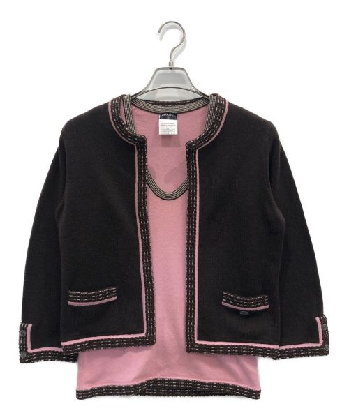 CHANEL（シャネル）CHANEL (シャネル) カシミヤアンサンブルカーディガン ピンク サイズ:38の古着・服飾アイテム