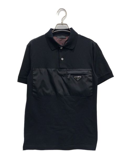 PRADA（プラダ）PRADA (プラダ) ストレッチコットンポロシャツ ブラック サイズ:XSの古着・服飾アイテム