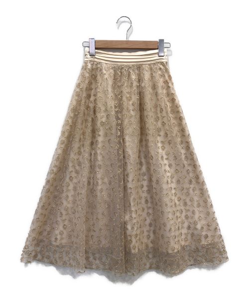 Lily Brown（リリーブラウン）Lily Brown (リリーブラウン) フラワー刺繍スカート ベージュ サイズ:Fの古着・服飾アイテム
