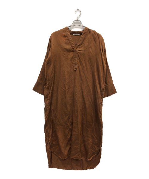 PLAIN PEOPLE（プレインピープル）PLAIN PEOPLE (プレインピープル) Vネックカフタン風ワンピース ブラウン サイズ:3の古着・服飾アイテム