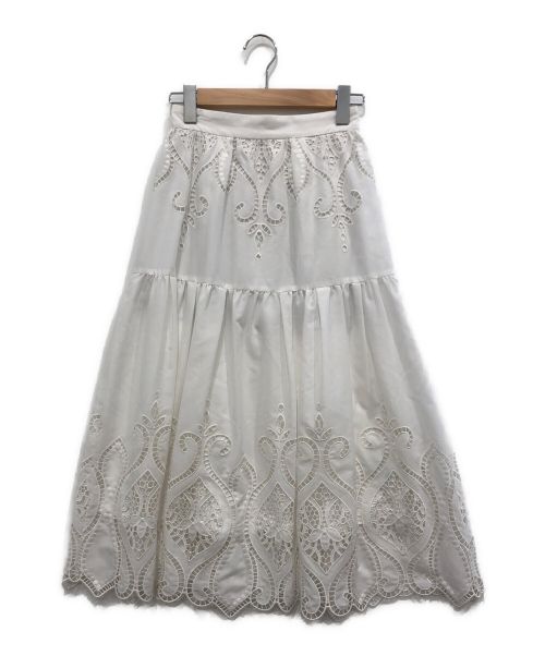 riandture（リランドチュール）riandture (リランドチュール) カットワーク刺繍スカート ホワイトの古着・服飾アイテム