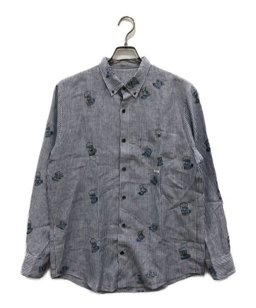 PAPAS（パパス）PAPAS (パパス) ストライプリネンシャツ グレー サイズ:48(M)の古着・服飾アイテム