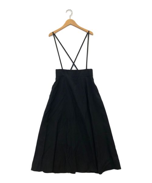 allureville（アルアバイル）allureville (アルアバイル) T/Rギャバサロペットスカート ブラック サイズ:2の古着・服飾アイテム