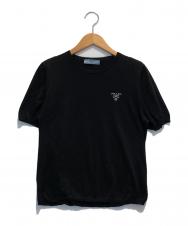 PRADA (プラダ) コットンシルク半袖ニット ブラック サイズ:42