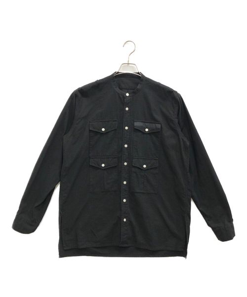 MOUNTAIN RESEARCH（マウンテンリサーチ）MOUNTAIN RESEARCH (マウンテンリサーチ) バンドカラー4ポケットボタンシャツ ブラック サイズ:Lの古着・服飾アイテム