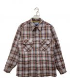 PENDLETON（）の古着「70'sウールチェックオープンカラーシャツ」｜グレー