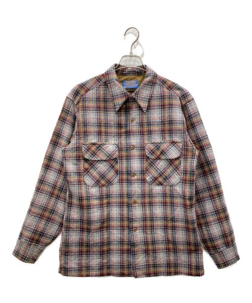 PENDLETON（ペンドルトン）PENDLETON (ペンドルトン) 70'sウールチェックオープンカラーシャツ グレー サイズ:Ｍの古着・服飾アイテム