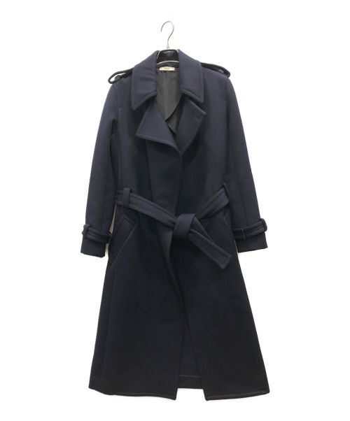 CELINE（セリーヌ）CELINE (セリーヌ) ウールサージベルテッドコート ネイビー サイズ:34の古着・服飾アイテム