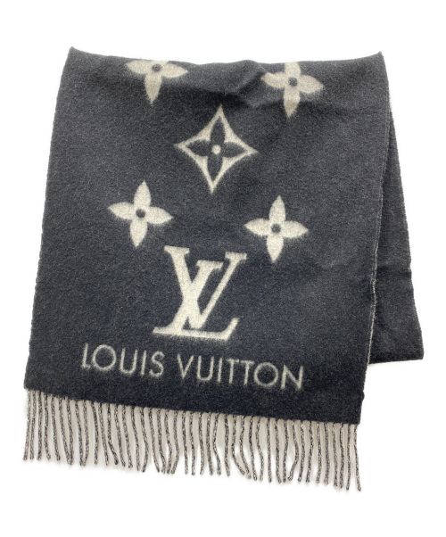 LOUIS VUITTON（ルイ ヴィトン）LOUIS VUITTON (ルイ ヴィトン) カシミヤモノグラムストール グレー×ブラックの古着・服飾アイテム