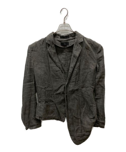 Y's（ワイズ）Y's (ワイズ) アシンメトリーリネンジャケット ブラック サイズ:2の古着・服飾アイテム