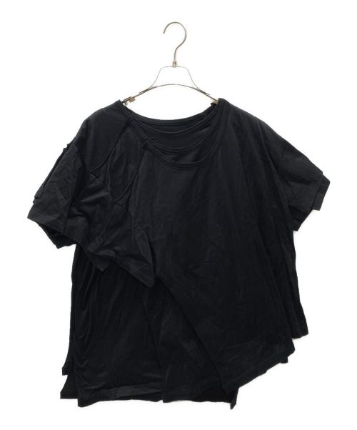 B Yohji Yamamoto（ビーヨウジヤマモト）B Yohji Yamamoto (ビーヨウジヤマモト) 2シルケット 天竺3重半袖Tシャツ ブラック サイズ:SIZE 2の古着・服飾アイテム